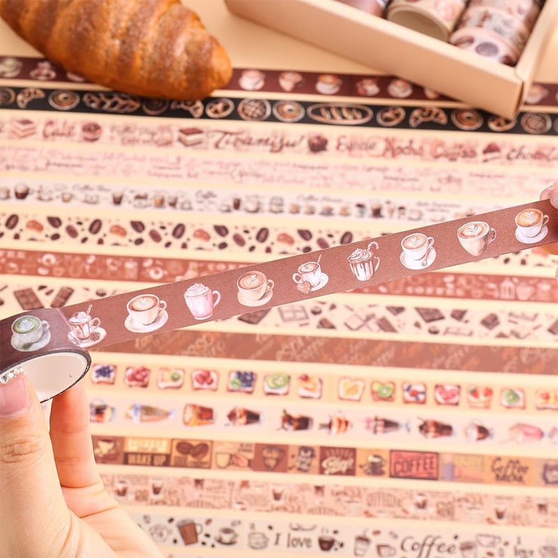 icceemee 20 Rolls Coffee Theme Washi Tape Set, Writable Decorative Tapes for Scrapbooking, Junk Journal Supplies, Bullet Journaling, Bullet Journaling, 0.6"x79" per Roll - Image 4
